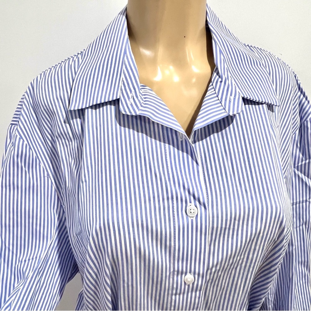 New 11 Honore Striped Amena Shirtdress Sz 16 Long Sleeve Midi Cotton Shirt Dress - Picture 5 of 8